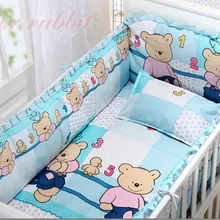 Промо-акция! Комплект постельного белья для детской кроватки, 6 шт., Хорошее хлопковое постельное белье, постельное белье(бамперы+ простыня+ наволочка