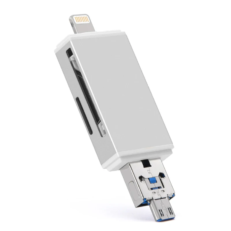 Металлический кардридер 3 в 1 Lightning/Micro USB/USB 2 0 OTG SD Micro SD/SDXC/SDHC TF для IOS iPhone 5/6/7/8 Android