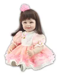 Nicery 22 дюймов 55 см винил возрождается детская игрушка реалистичные подвижные улыбается принцесса Рождественский подарок розовый повязка с