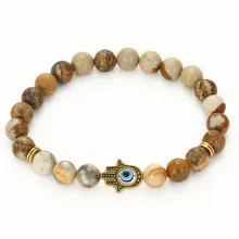 Трендовые украшения натуральный рисунок мрамор Фатима пальмовые бусины браслет Джокер ночной ветер