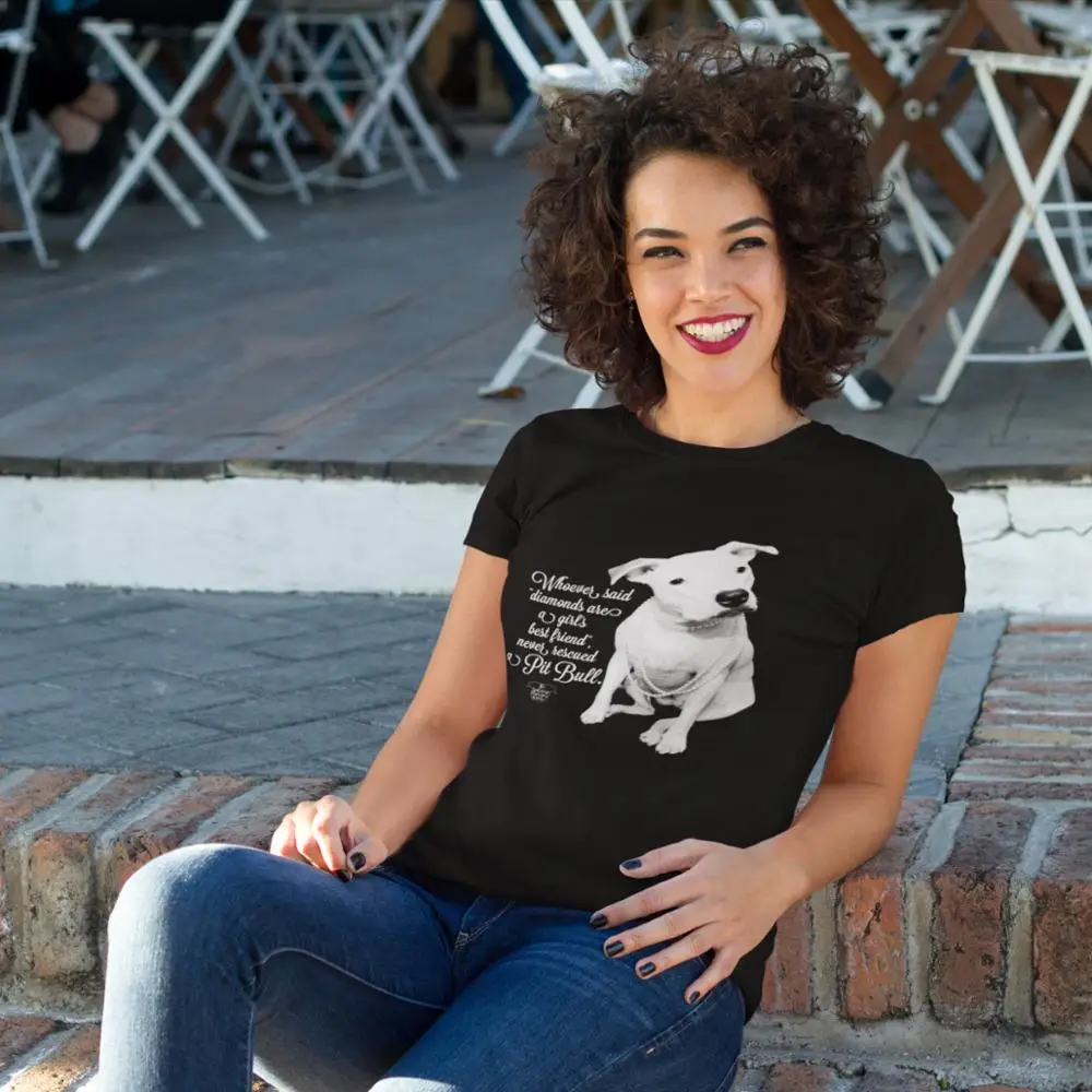 

Pit Bull Dog T-Shirt Girls Best Friend Rescued Pit Bull T Shirt Graphic Street Wear Women tshirt Short Sleeve Ladies Tee Shirt