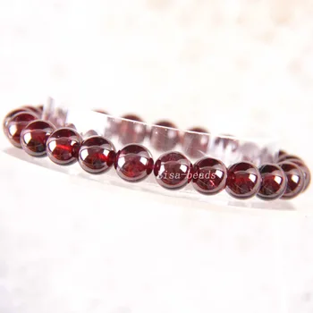 

Free Shipping Fine Jewelry Stretch Red Round Beads 7MM AA 100% Natural Garnet Bracelet 7" with Box 1Pcs J031