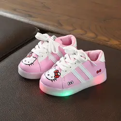 Обувь светодиодный мальчиков и девочек детская светящаяся обувь кроссовки KT Cats открытый модные спортивные кеды светодиодные Нескользящие