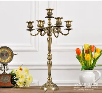Antique Bronze Metal Candelabra, Vintage Lantern Candle Holder, Large Decorative Candles, Home Decoration, 5, 7 Lights