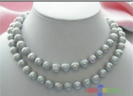 

A p1757 33" 12MM ROUND GRAY FRESHWATER CULTURED PEARL NECKLACE