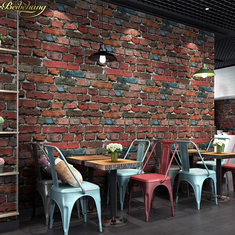 beibehang Retro nostalgic 3D stereo imitation brick wallpaper bar industrial wind red brick wall papers home decor 3D wallpaper