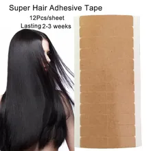 12 шт./лист 4x0,8 см сильная супер клейкая лента для искусственных волос белок Двухсторонняя клейкая лента для искусственных волос s Кожа Уток парик кружева наращивание волос