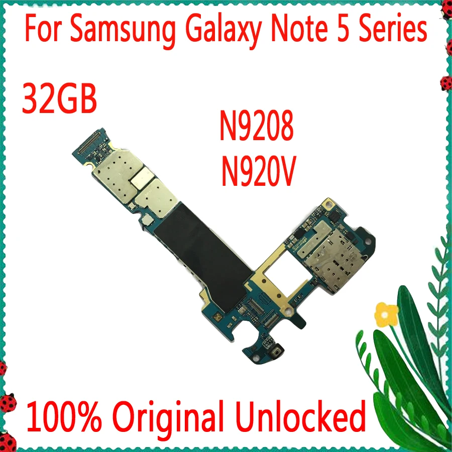 32 Гб оригинальная разблокированная материнская плата для Samsung Galaxy Note 5 N9208 / N920V с