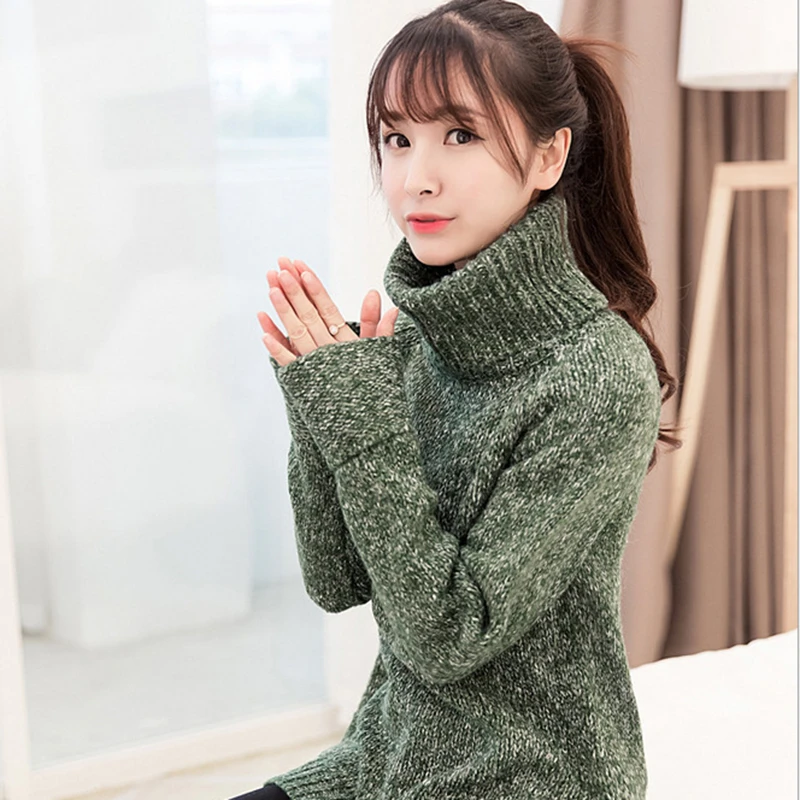 ニットセーター17韓国の新しい秋冬女性ニットセータータートルネックカジュアル厚い特大ロングセーター Oversize Long Sweater Women Knitted Sweaterlong Sweater Aliexpress