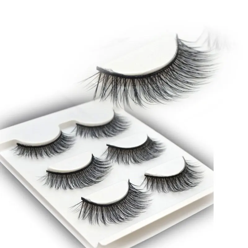 

YOKPN 3 Pairs Mink False Eyelashes Handmade Natural Long Messy Soft 3D Fake Eyelashes Fashion Makeup Tools Eye Lashess