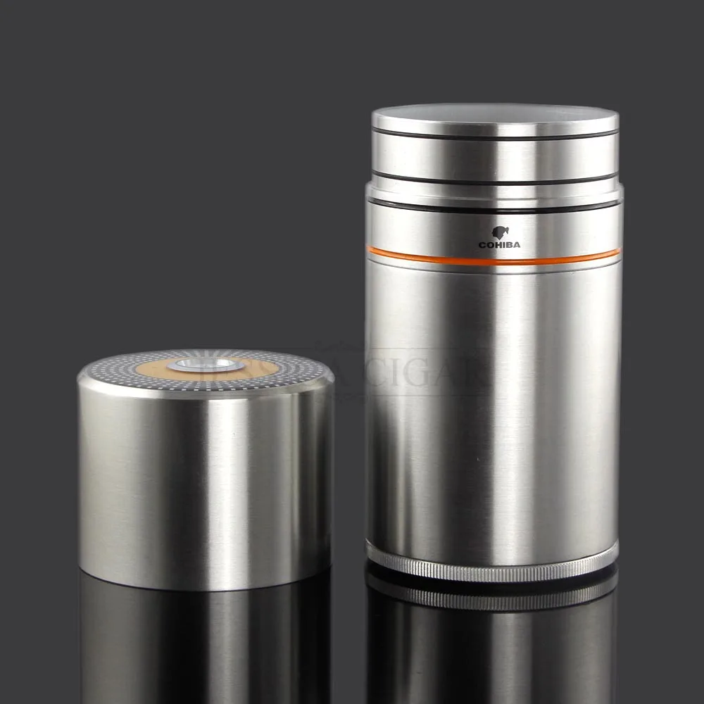 Metal Jar Cigar Tube Travel Portable Cigar Humidor 7 Tubes Cigars Case