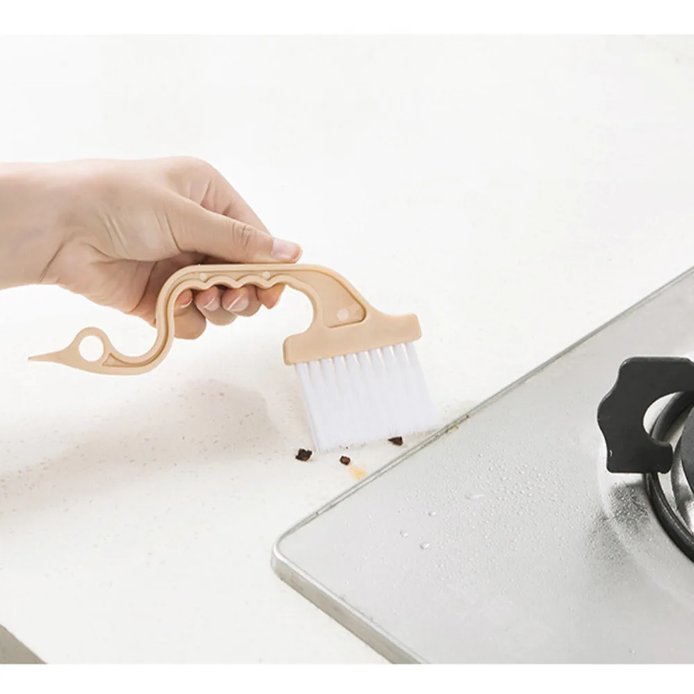 Para lavar las ventanas de la mano de la puerta de la ventana forma ángulo muerto cepillo de limpieza hogar L5