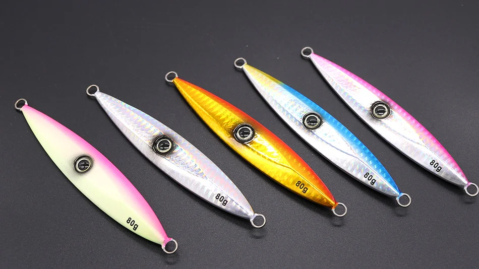 Isca de Pesca de Água Salgada de Metal Castfun 1 pc 30g 80 60 40g g g 100g 120g 150g 200g 250g 300g Lento Jig Colher Isca Jigging 3 Iscas artificiais