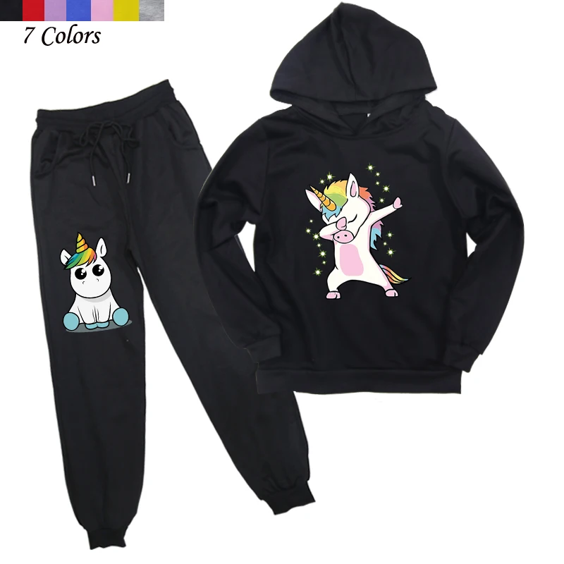 

2Pcs Children Clothing Boys And Girls Unicorn Hoodies And Pants Casual Hooded Sweatshirts Fashion Pullover Jogging Pant
