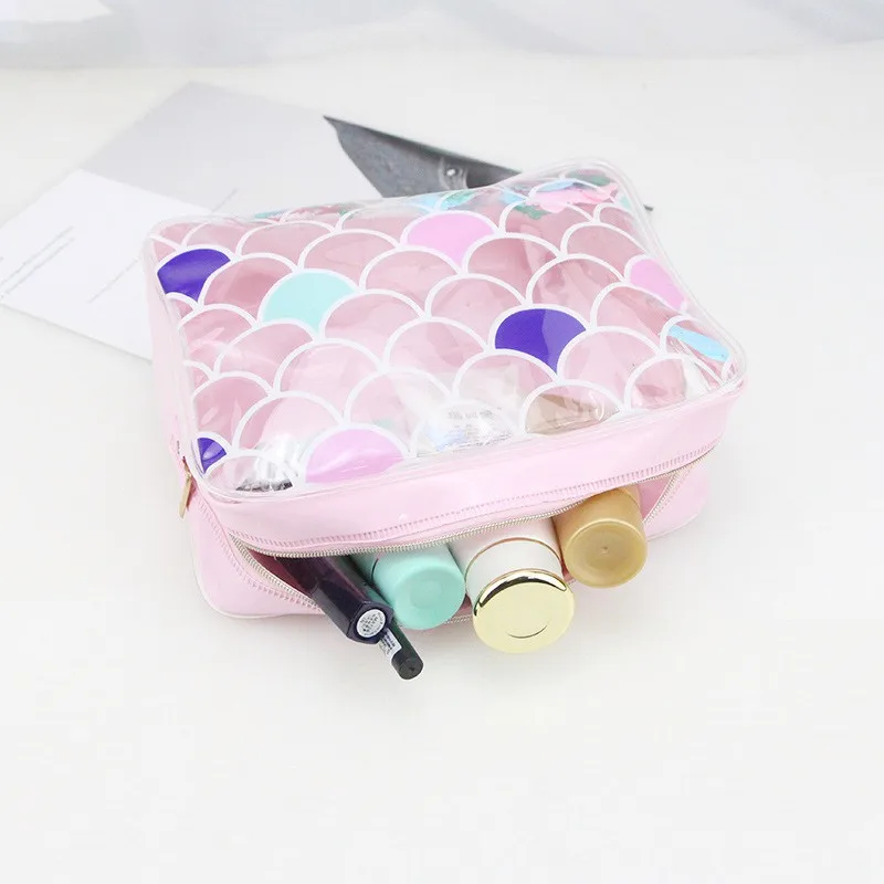 Multicolor Sequin Zipper Cosmetic Bag Multifunction PVC Storage Travel Make Up Bag Women Large Capacity Toiletry Wash Kit