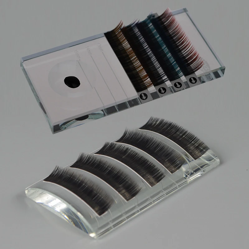 

Flat and Curved Glass Eyelashes Holder Eyelashes Roots Amplifier Crystal Eyelash Extention Measure Pallet