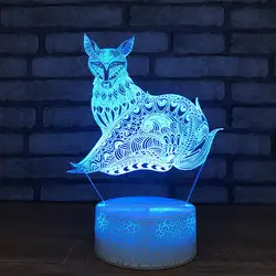 3D Led Vision мультфильм 7 цветов изменить абстрактный кошка настольная лампа атмосфера спальни сна Освещение Usb декор для сувенир ночник