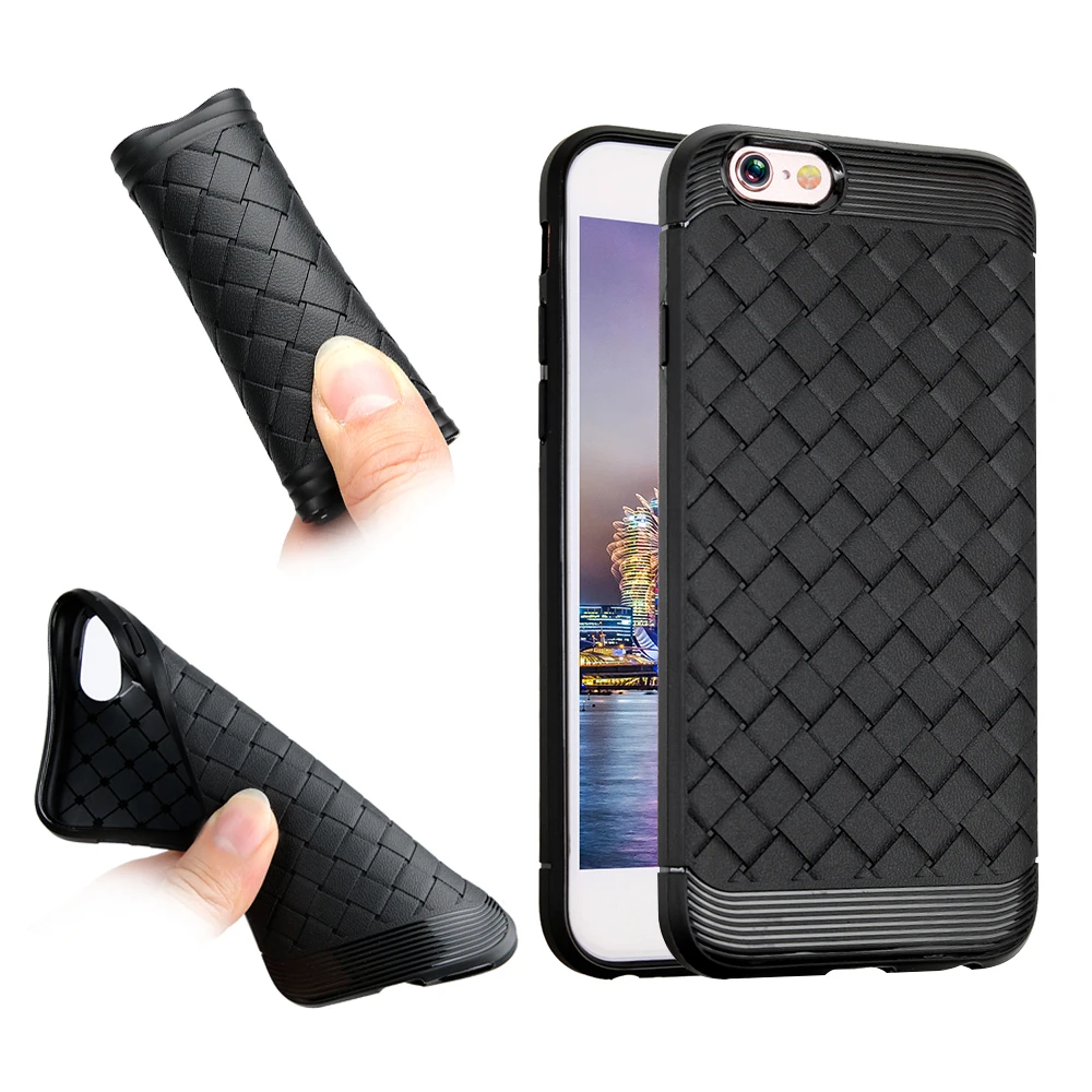 

Silicone Weave Case For iPhone 6 S 6S 7 8 X Plus Cover Coque Capa Cases For iPhone 6 S 6S + Fundas Protective Mobile Phone Shell