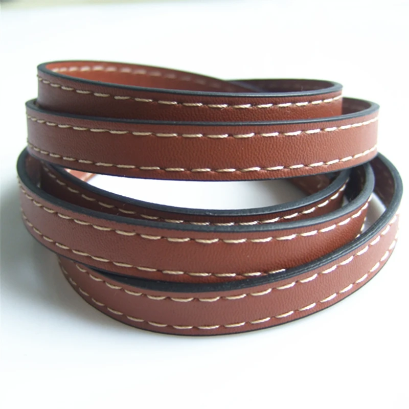 

1 Meter Red Brown Tone Margin Sewing Flat PU Leather Cords For Bracelet Necklace Anklet Makings Rope DIY Fashion Jewelry 10*2mm