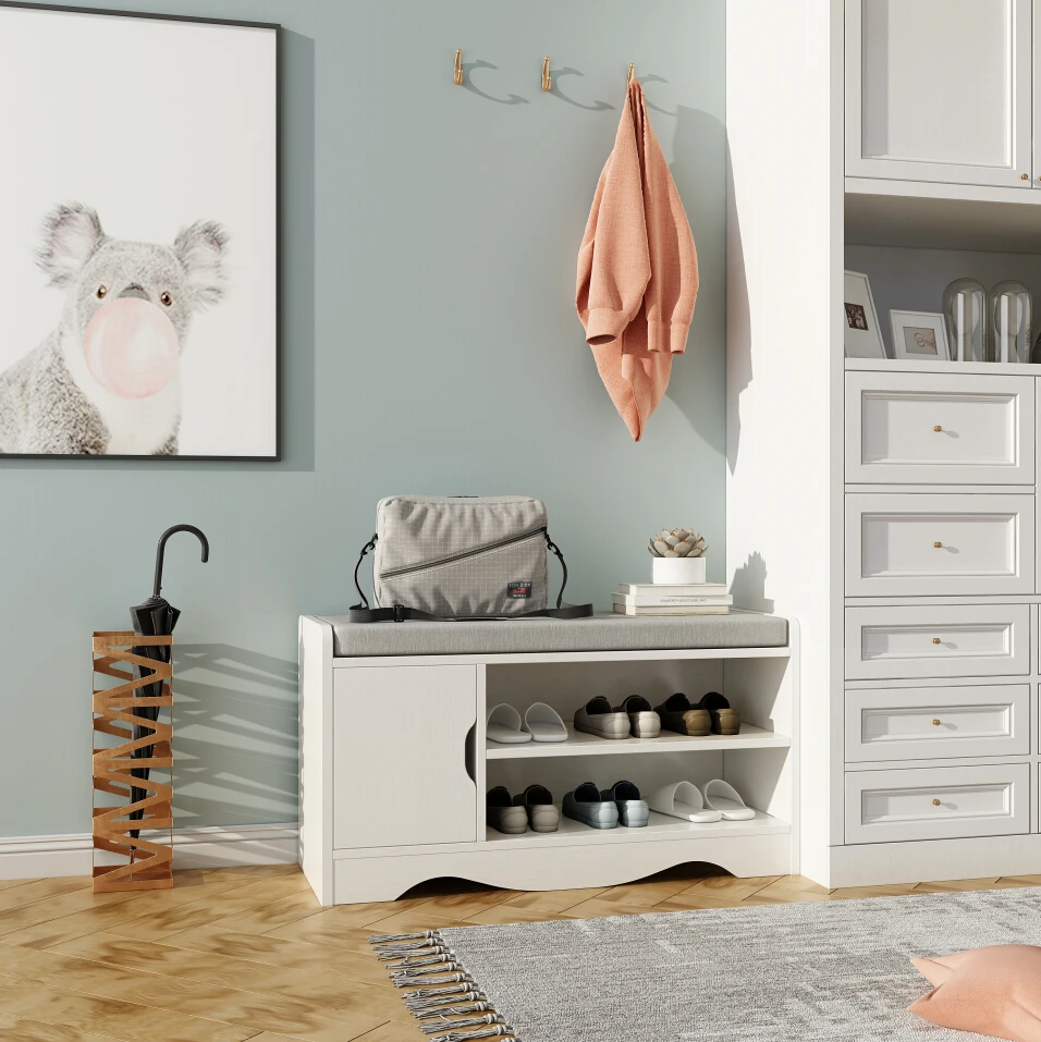 cheap Happy Home Nordic Creative Entrance Shoe Bench Storage Stool Multi function Double layer Shoe Rack Sofa Stool