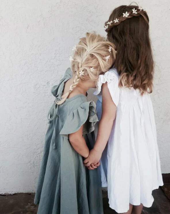 

2019 Ins European&America Toddler Kids Girl Blouse Ruffles Princess Linen Dress Fashion Summer Clothings