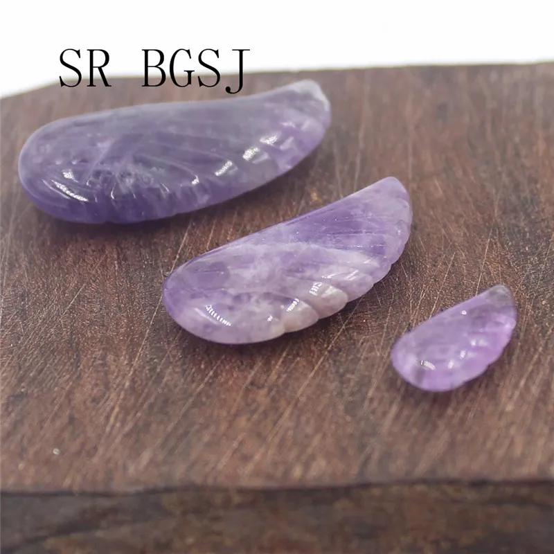 Бесплатная доставка 2 шт выбрать по размеру натуральный резной в форме крыла аметистов Фиолетовый бисер драгоценные камни каменные