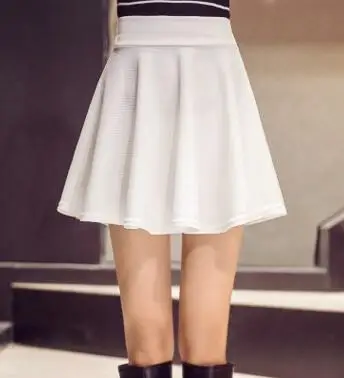 Ynncnik Женские шорты Юбки яркие цвета плиссированные мини-юбки высокая Талия размера плюс юбка с шортами для колледжа Повседневная одежда S1066 - Цвет: White