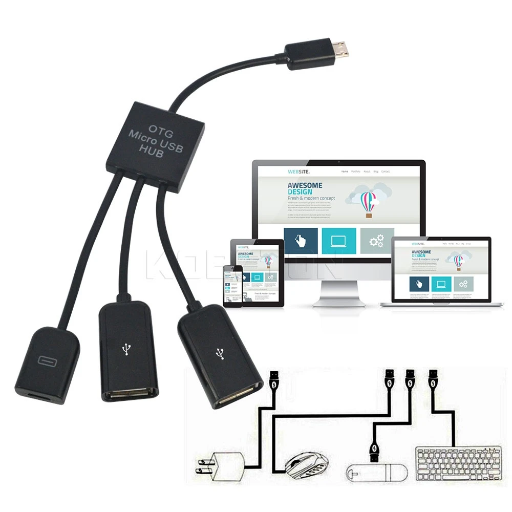Kebidu Micro usb хаб к USB Female OTG Hub Кабель адаптер удлинитель для функциональный телефон