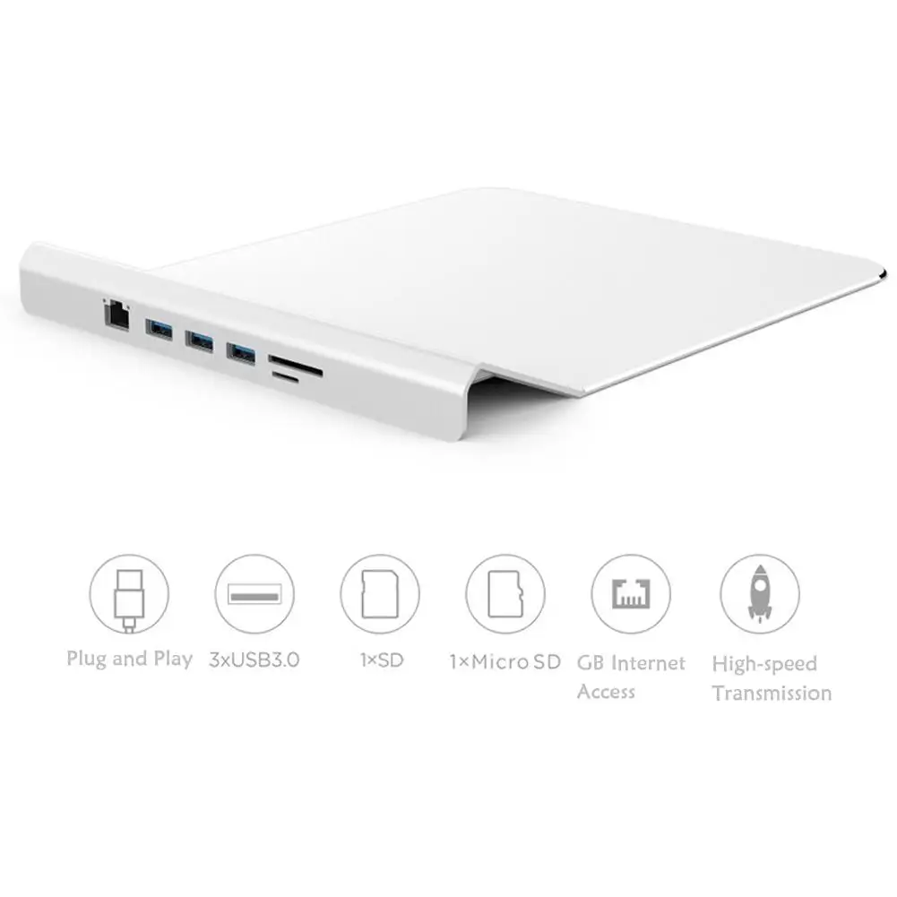 

Tmddotda USB3.0 HUB Multi-Functional Aluminium Alloy Mouse Pad RJ45 SD Card Slot USB 3.0 Mouse Docking Mat USB Hub Extender