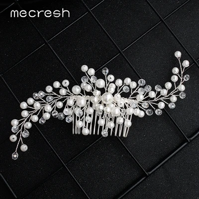 Свадебные аксессуары для волос Mecresh с кристаллами в виде листьев для женщин, роскошные стразы, расчески для волос для невесты, модный Европейский дизайн FS133 - Окраска металла: FS258