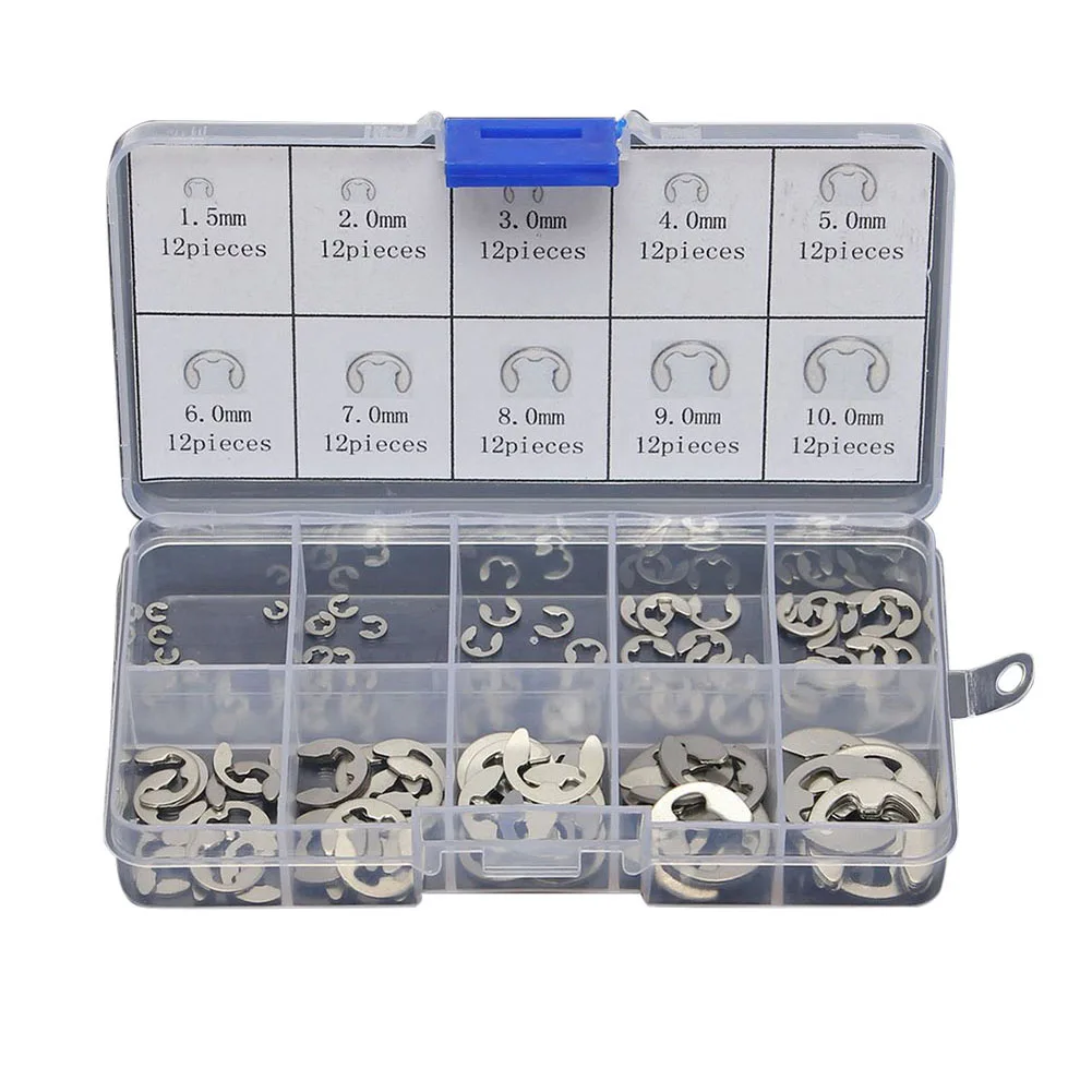 

E-Clip Circlip Stainless Steel Assortment Kit Durable 1.5 2 3 4 5 6 7 8 9 10mm Car Accessories _WK