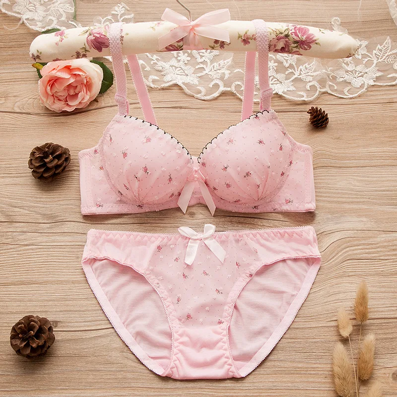 

Cute Bow Knot Lace Girl Underwear Bras Suits For Children Teen Kids Young Girls Training Lingerie Students