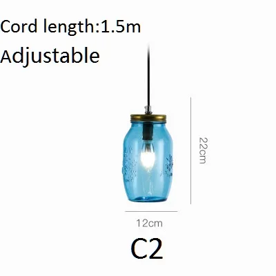 LukLoy цветная стеклянная бутылочка подвесной светильник s светодиодный кухонный светильник светодиодный светильник прикроватная подвесная потолочная лампа лампы Лофт светильник ing светильники - Цвет корпуса: C2