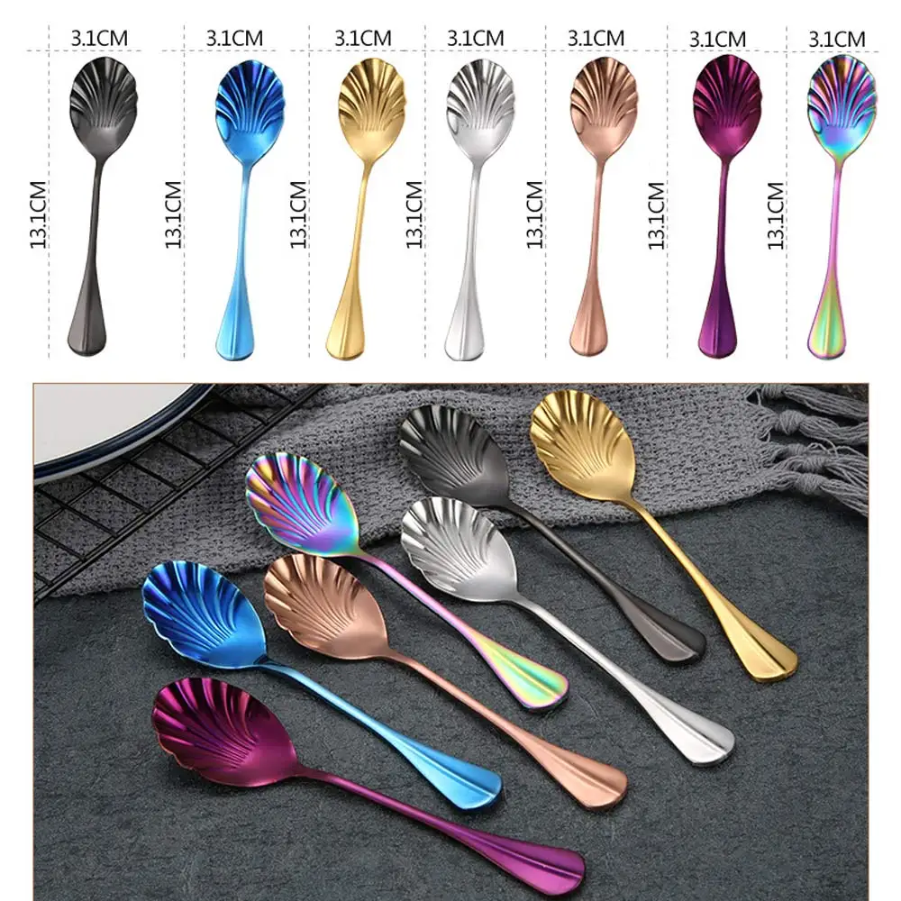 little spoons Can be used as coffee spoon ice tea spoon teaspoon Set of 8,Two Different Lengths sugar spoon etc. Rainbow stirring spoon Stainless Steel Flower Spoon