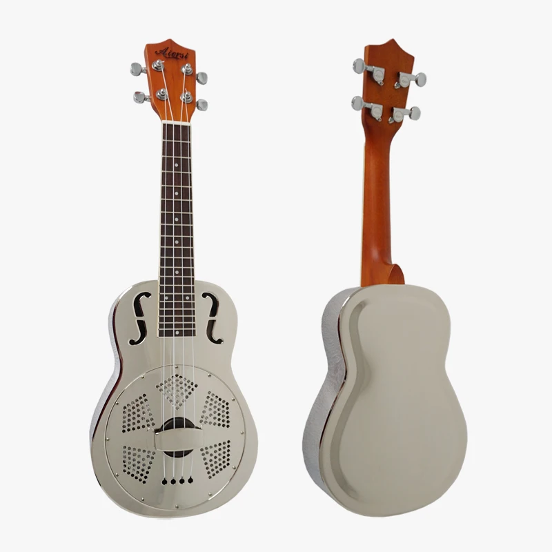 

Aiersi Brand 24 Inch Concert Chrome Plated Bell Brass Resonator Ukulele Free Case BSU003