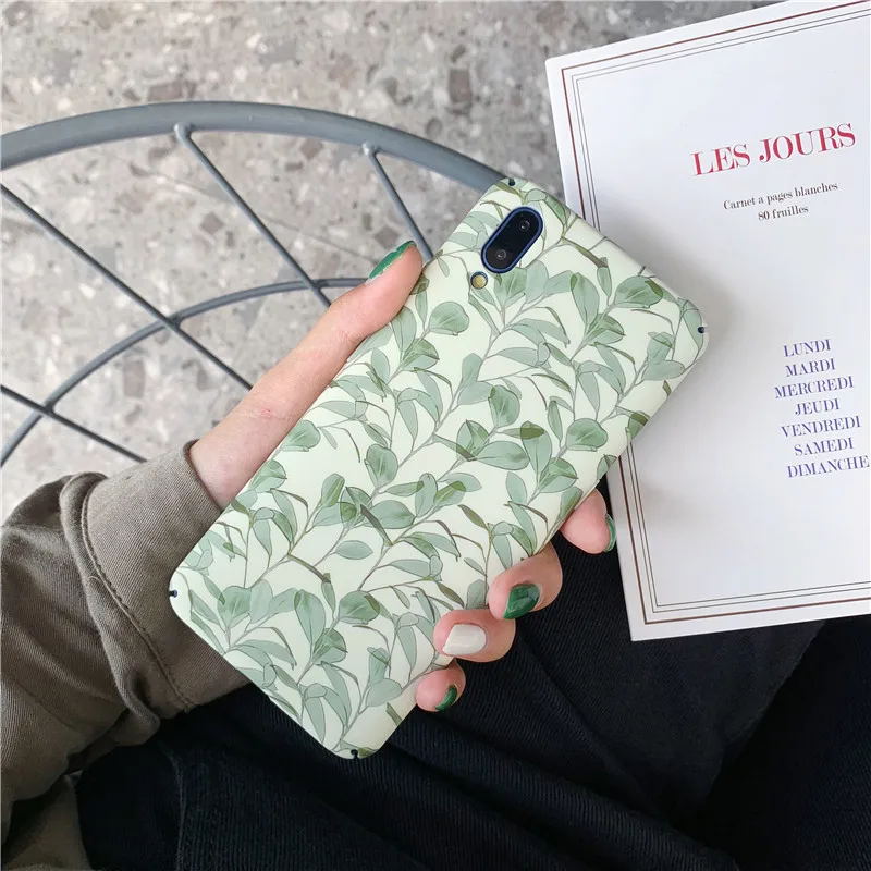 

Matte Plant Leaves Patterned Case for Iphone Xr Xs/Xs Max 6 6SPlus Hard PC Back Cover Shell for Iphone 7 8 Plus X 10 Case Coque