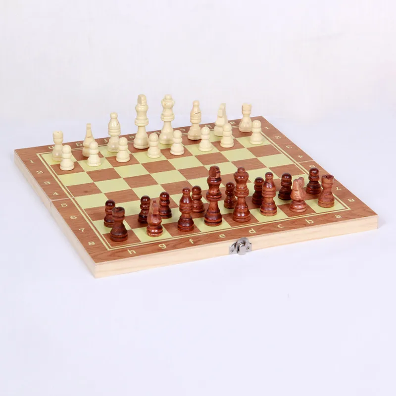4 Size Hot Sale Wooden Folding Chess New Design 3 in 1 Wooden International Chess Set Board Travel Games Chess