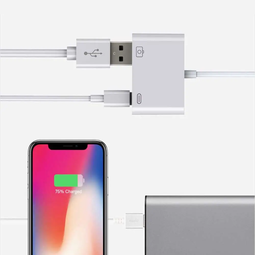 Адаптер Meenova Lightning OTG USB, хаб зарядный кабель для iPhone iPad iOS13, до 500 мАч ток USB флэш-накопитель, клавиатура, мышь