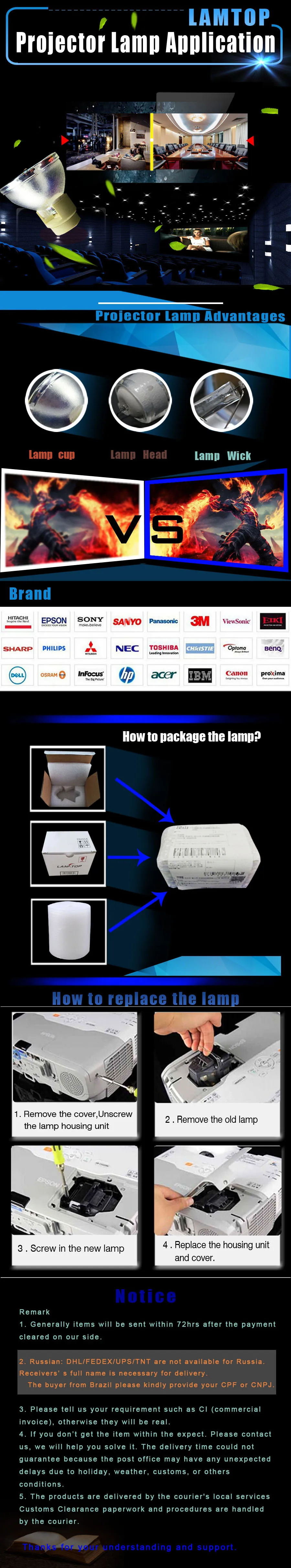 Projector lamp bulbs