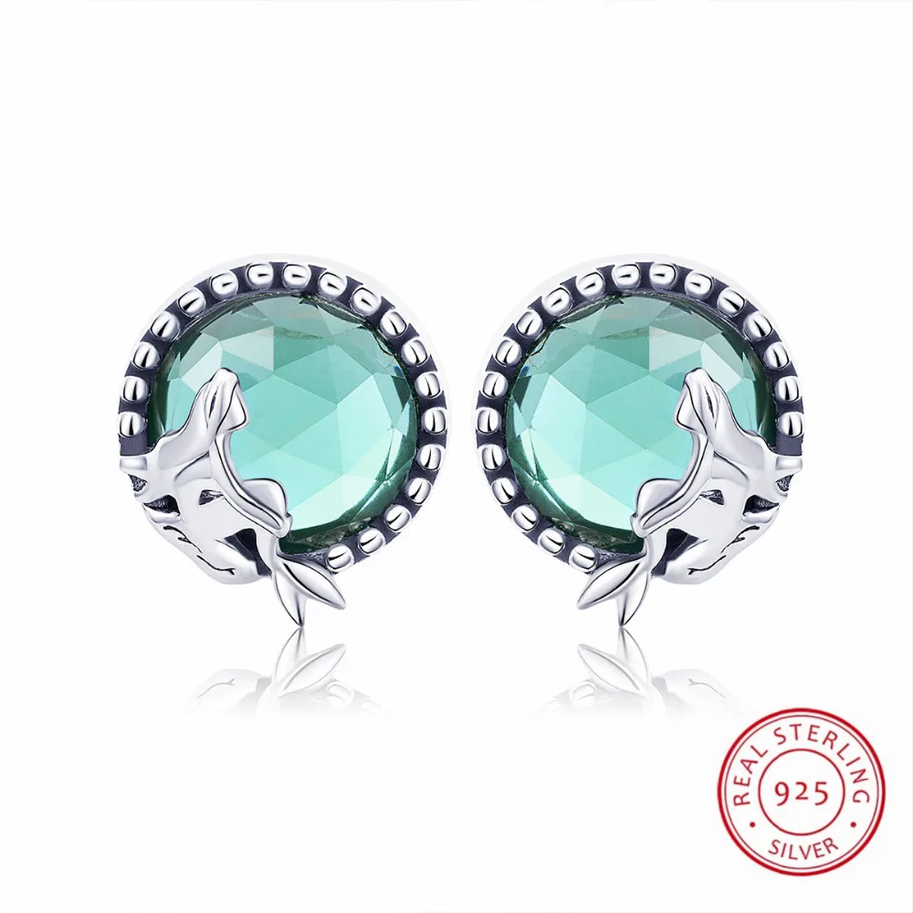 

Real Pure 925 Sterling Silver High Quality Earrings Jewelry Women Accessories Mermaid's Love Stud Earrings Cubic Zirconia
