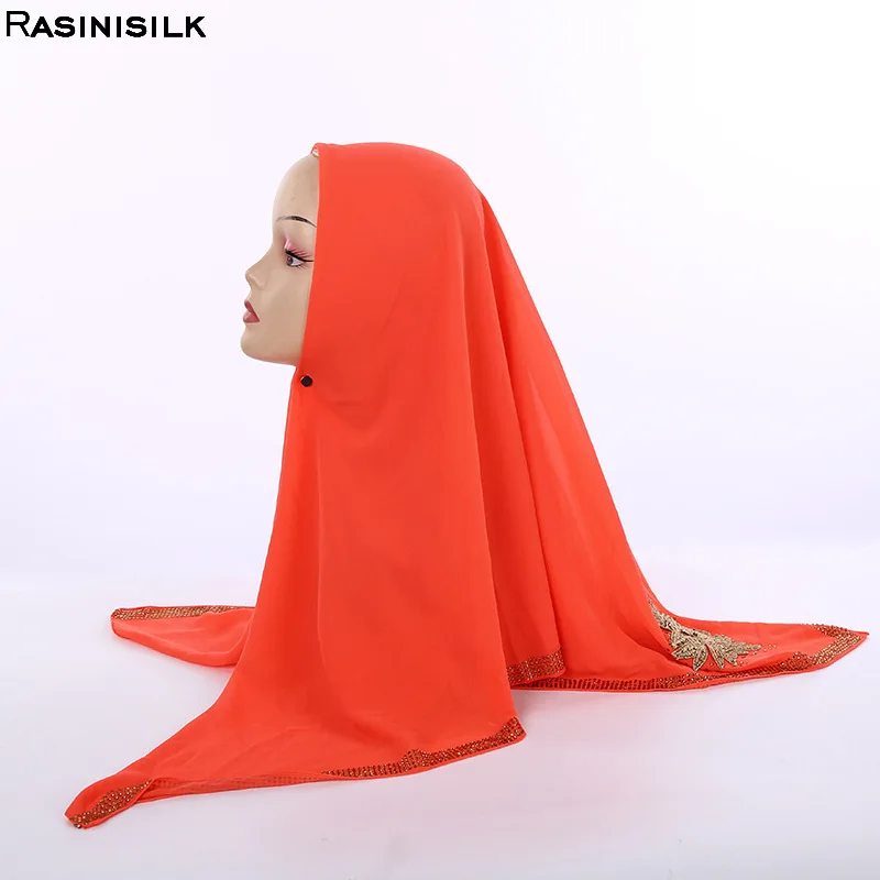Летние мусульманские хиджабы квадратный платок с бриллиантами аппликации для женщин пузырь шифоновые платки обертывания мягкий исламский платок