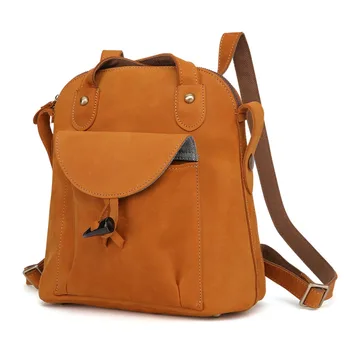 

Genuine Leather Women gray Bag cow Leather brown backpacks Teenager Daypack For Girl Natural Cowhide School Bag Female Backpack