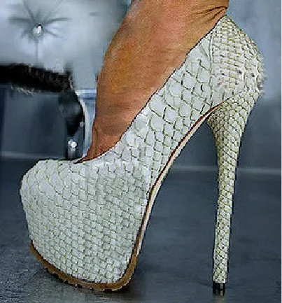 

Dipsloot Women Sexy Crocodile Print Thigh High Heels Spring/Summer Pumps Lady Round Toe Slip-on Party Shoes Woman Platform Shoes