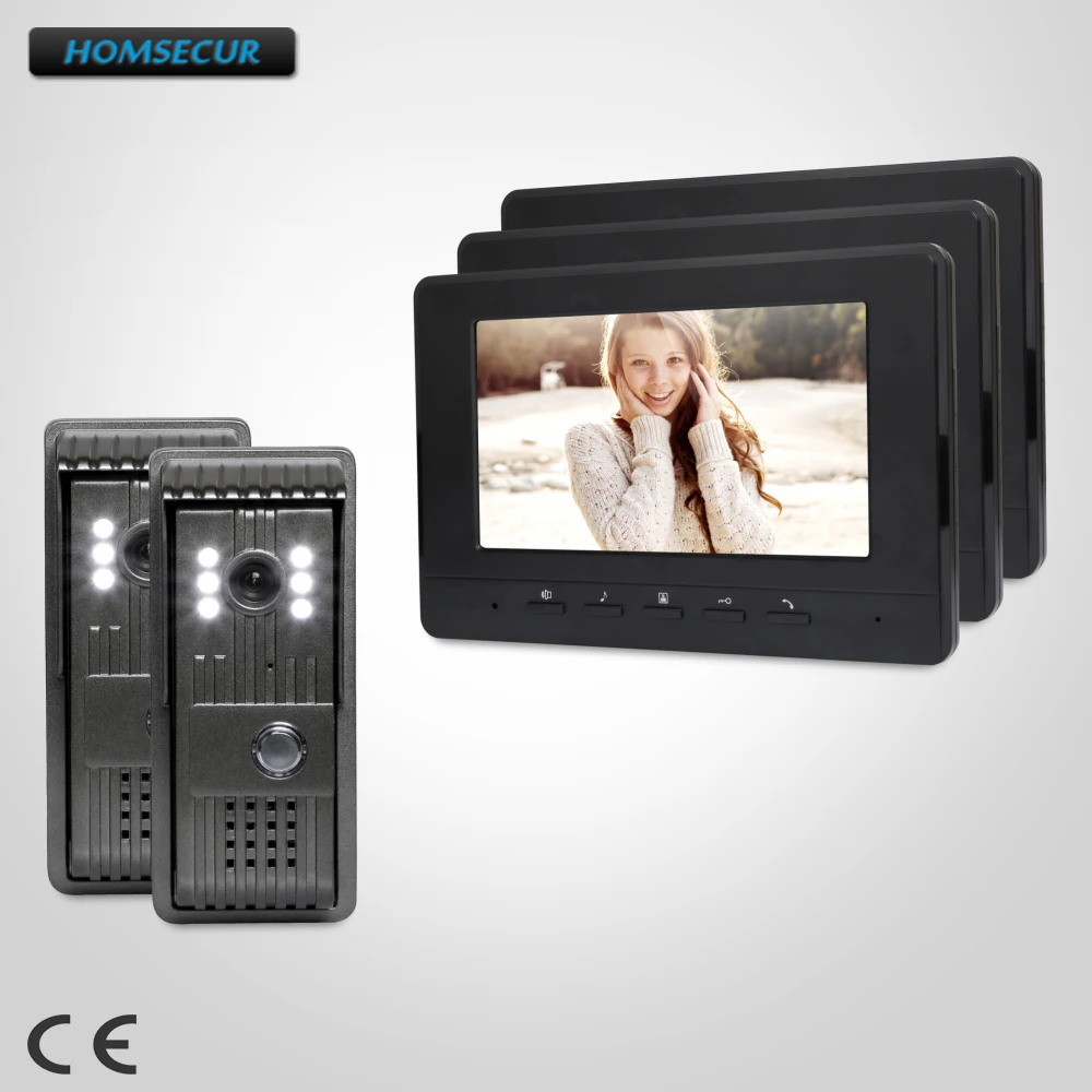 

HOMSECUR 7" Video Security Door Phone with Intra-monitor Audio Intercom for Home Security XC003+XM707-B