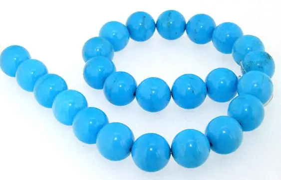 

Unique Pearls jewellery Store Blue Turquoise 14mm Round Gemstone Loose Beads One Full Strand 15 inches LC3-359