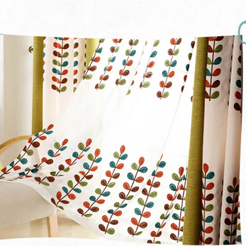 2017 Cortinas de la habitación de dormitorio Cortinas bordado flor ventana cortina paneles transparentes WP119C 2017 Cortinas de la habitación de dormitorio Cortinas bordado flor ventana cortina paneles transparentes WP119C