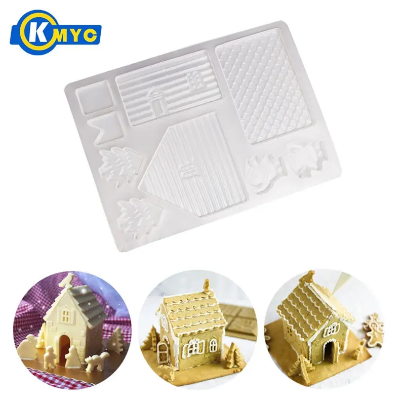 KMYC шоколадный рождественский дом форма пластиковая жесткая для конфет помадка