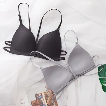 

Deep V Bra Wireless Push Up Bra Seamless Bralette Sexy Women Underwear Bh Strappy Black Tops Bras
