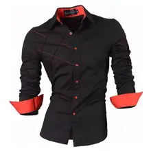 Sportrendy Men's Shirt Dress Casual Long Sleeve Slim Fit Fashion Dragon Stylish JZS044 Black jmj a3034 fashion long sleevees slim dress black l