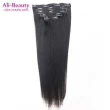 Natural Human font b Hair b font Extensions Clips On font b Brazilian b font font